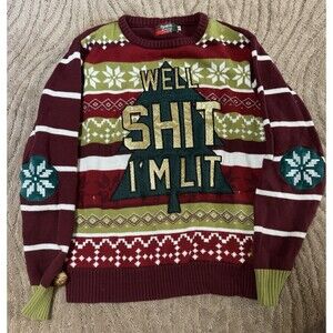Spencers Ugly Christmas Sweater Shi& I’m Lit Size Xxl Lights Not Working